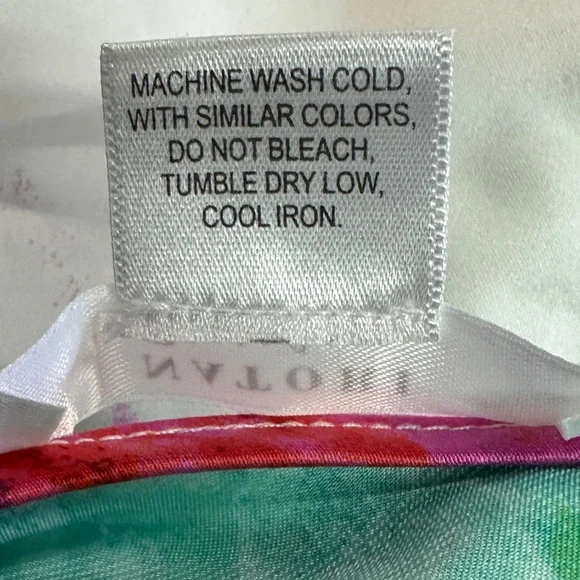 Natori Women's Bright Floral Print Silky Slip Dress Pink Orange Green Size Small - Picture 4 of 4